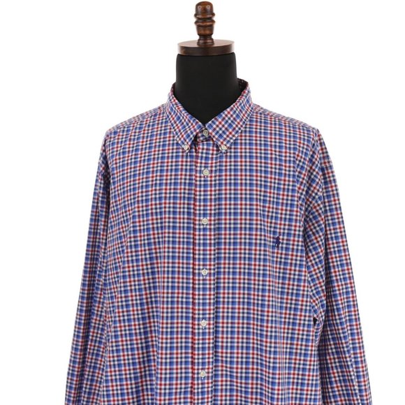 Ralph Lauren Shirt Men's 4XB Big Red Blue White Checks Button Down Recent - Picture 2 of 4